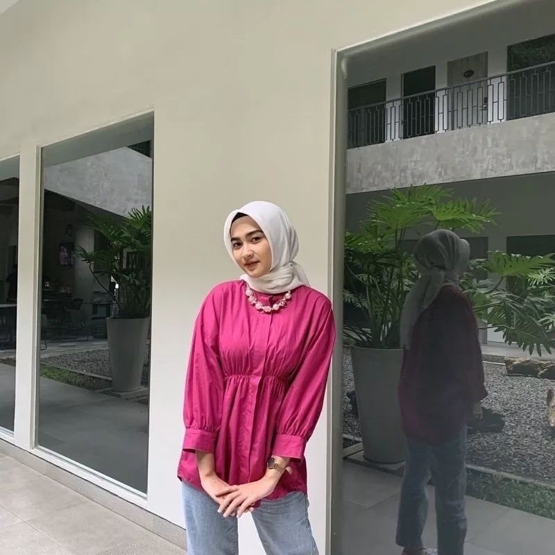 new Alya shirt -atasan wanita-kemeja kerut depan