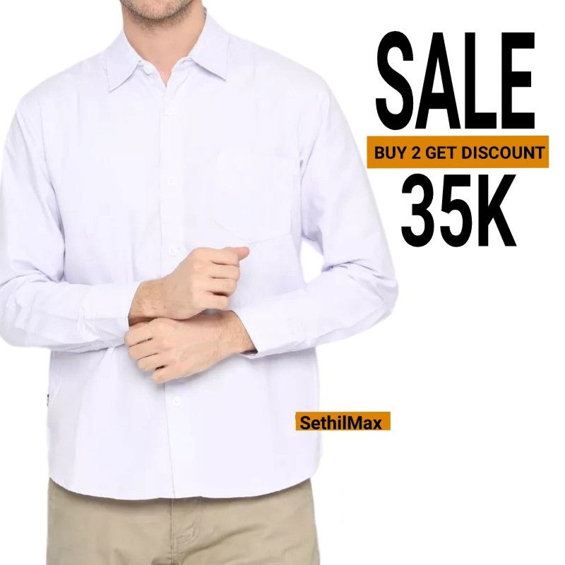 Kemeja Putih Polos Kemeja Polos Formal Casual Pria Lengan Panjang