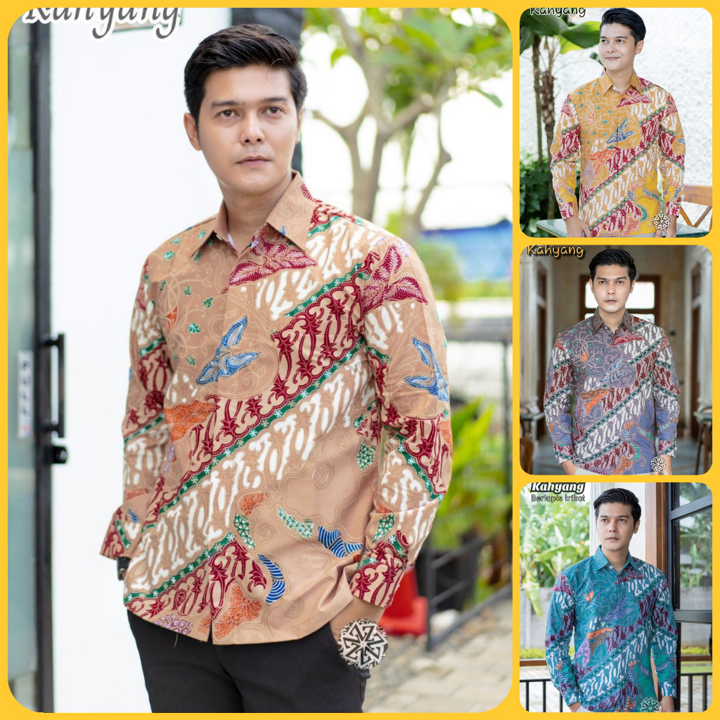 Kemeja Batik Tulis Pria Berlapis Furing Trikot Lengan Panjang Handmade motif kahyang