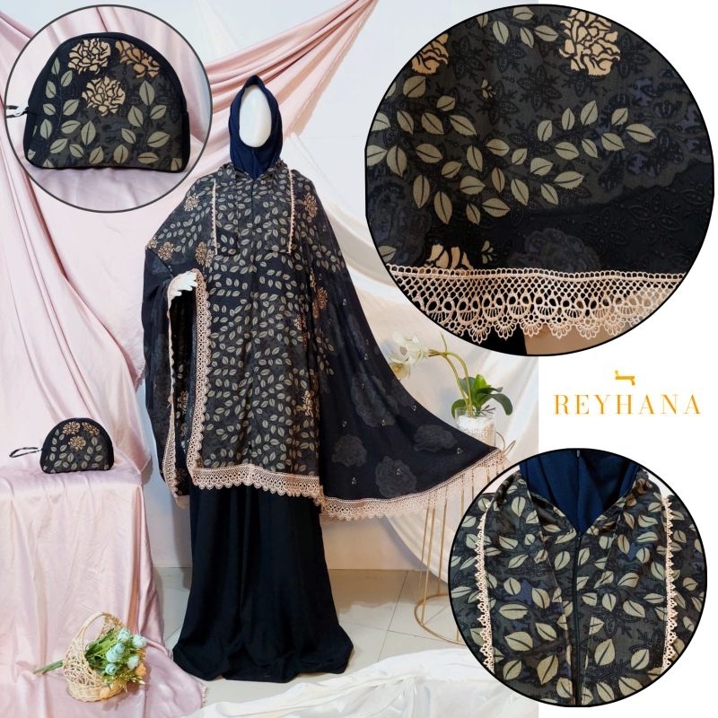 Mukena Dewasa 3 in 1 Jumbo Tali Lebar Rayon Premium Renda Mewah Mukena French Khimar Cocok untuk Tra