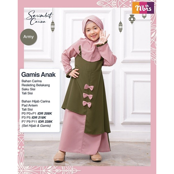 GAMIS ANAK/SET MULIM ANAK PEREMPUAN MURAH SALE CARINA NIBRAS