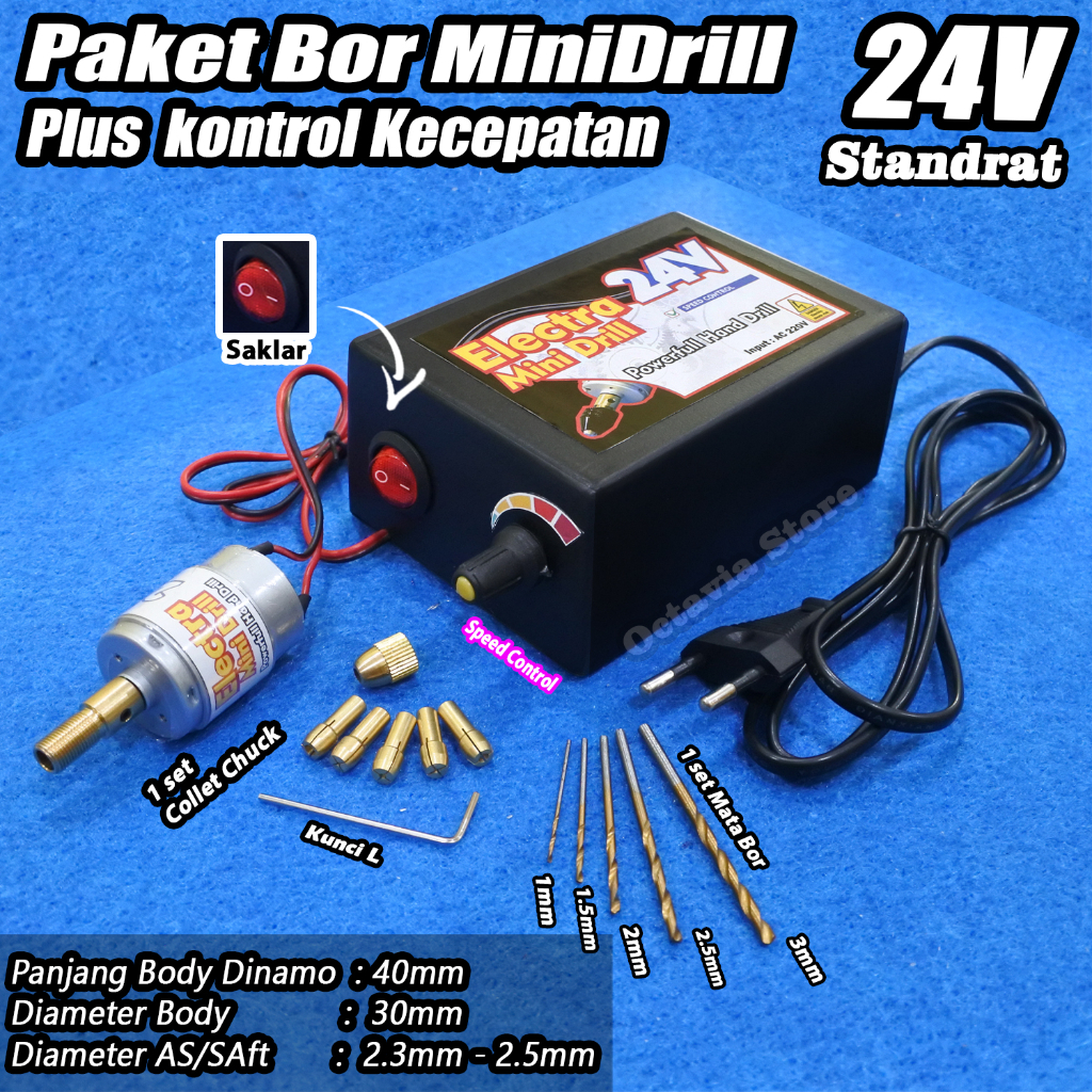 PAKET BOR mini Drill siap pakai 24V atau 42V