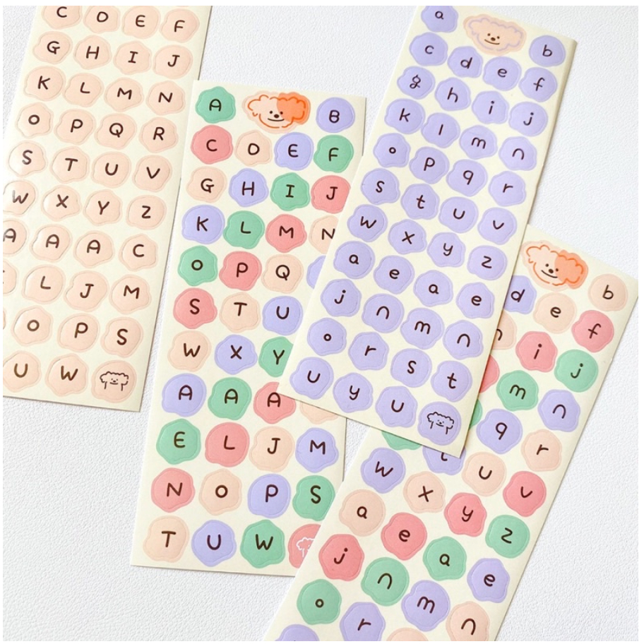 【GOGOMART】Label Sticker Deco DIY Planner BUJO Stiker Aesthetic 1 Lembar - HURUF ALPHABET