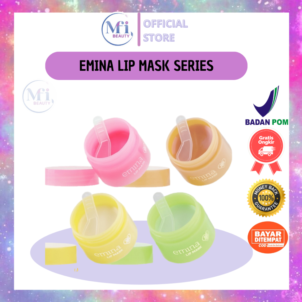 MFI - Emina Lip Mask Series | Masker Perawatan Bibir Lembab | Netto 9 gr