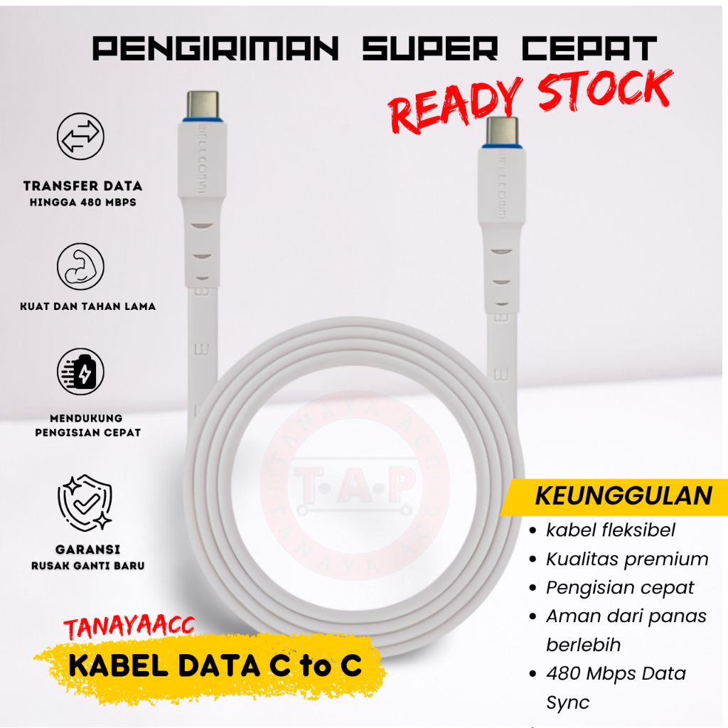 Kabel Data USB Type C to Type C Kecepatan Transfer Tinggi dan Pengisian Cepat TANAYAACC