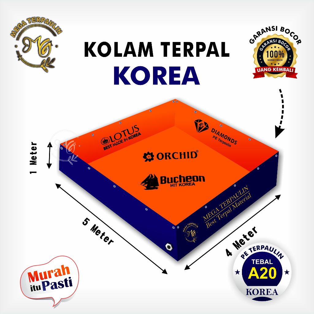 TERPAL KOLAM IKAN 4x5x1 KOREA IMPORT BERGARANSI MURAH | KOLAM TERPAL IKAN LELE,KOI,GURAME|KOLAM KOTA