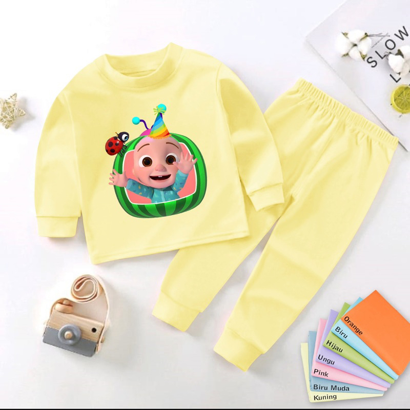 Baju bayi baju tidur bayi setelan piyama bayi motif cocomelon usia 0-5 tahun