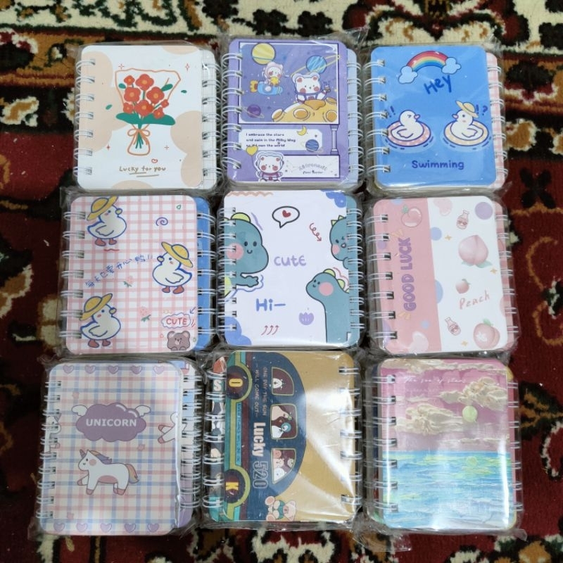 [1 PCS] Notebook Ring Motif A7 Buku Catatan Kecil Mini Note Book Ring Isi 80 Lembar Buku Catatan Ring