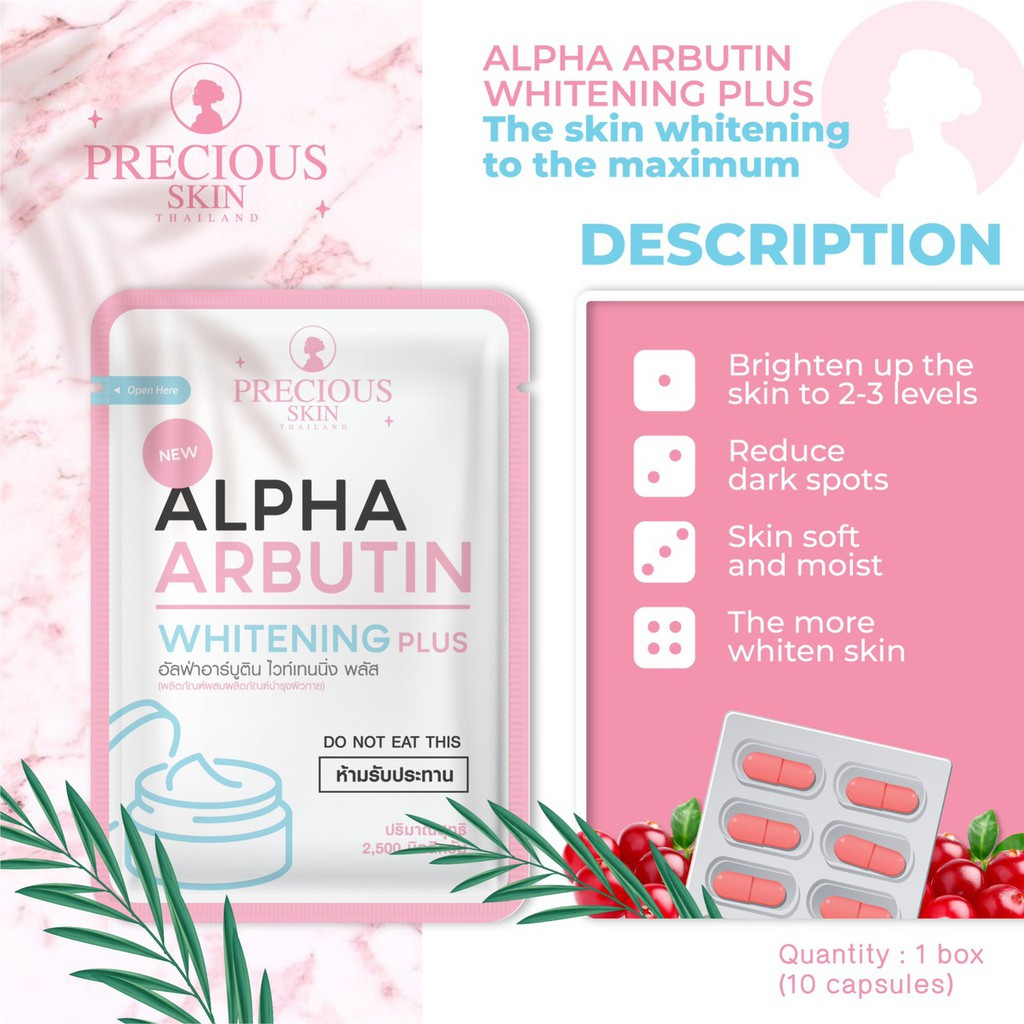 ALPHA ARBUTIN PRECIOUS SKIN THAILAND WHITENING 3 PLUS POWDER PEMUTIH BADAN