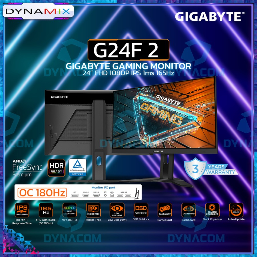 [tanpa palet kayu] Monitor Gaming Gigabyte G24F2 24&quot; IPS FHD 180Hz Ergonomic - G24F-2 GARANSI RESMI