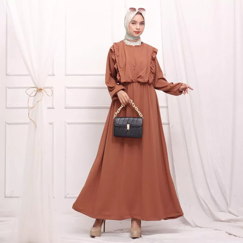 Vania Dress - Gamis Cantik Premium Maxi Rayon Crinkle Lebaran 2023