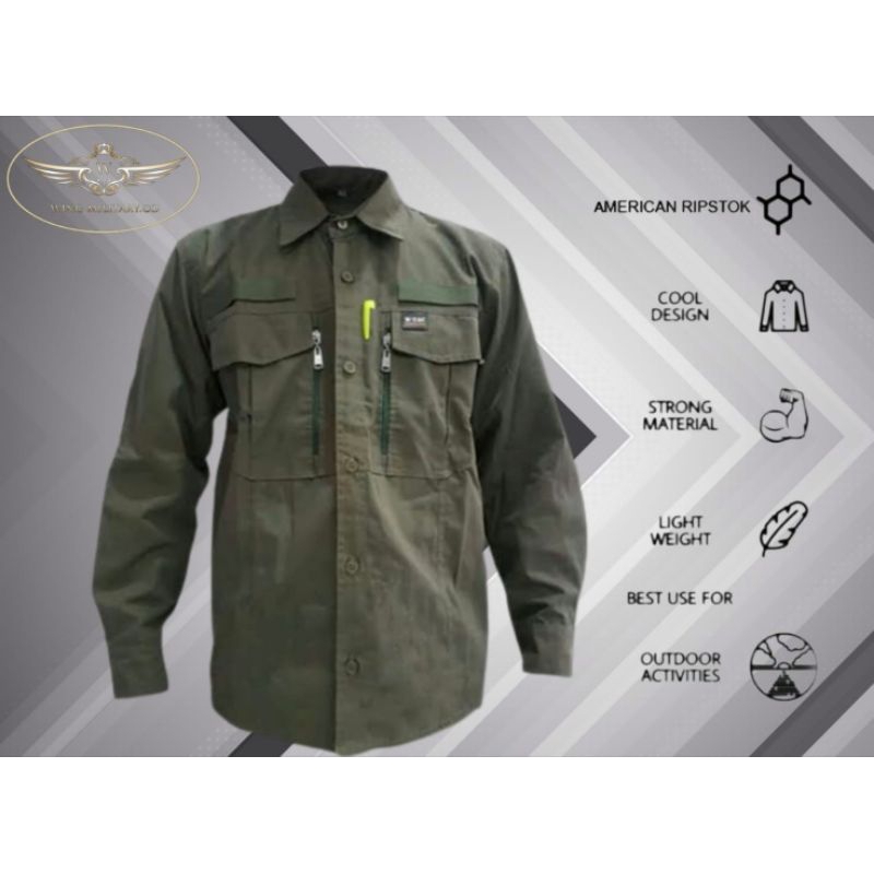 kemeja tactical W-TAC panjang terbaru dan termurah berbahan rifstok