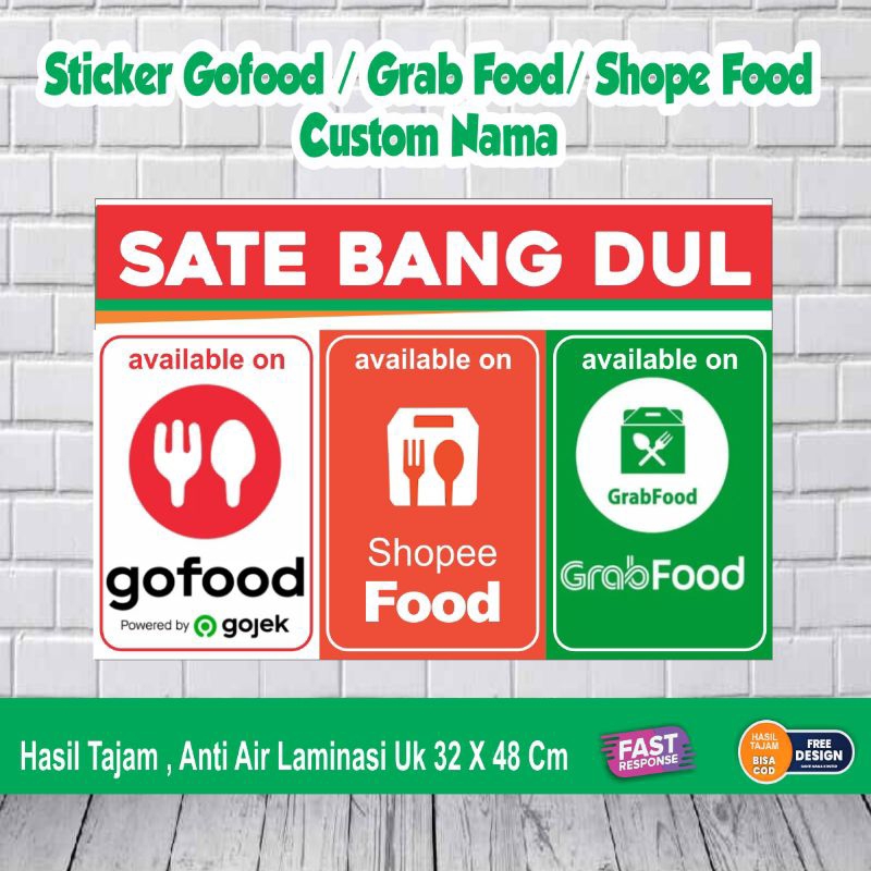 Stiker Gofood/Grabfood/Shope food Custom nama