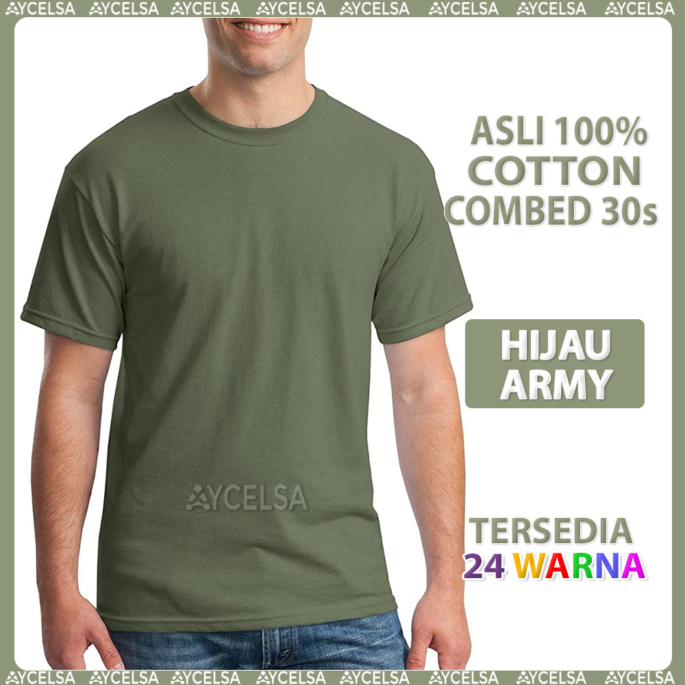 Kaos Polos Wanita Lengan Pendek Hijau Army / Atasan Wanita Lengan Pendek Army
