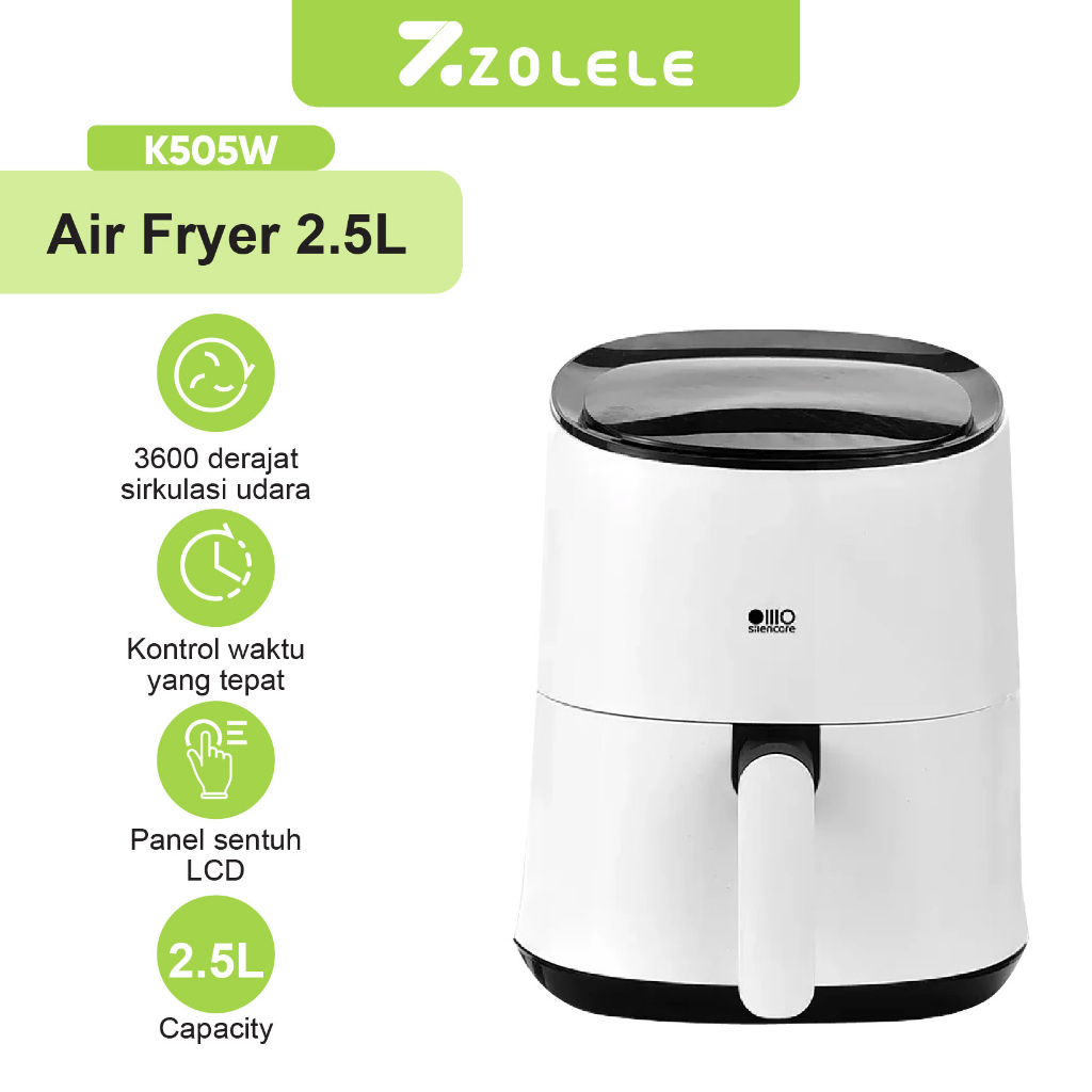 ZOLELE Smart Air Fryer 2.5L Peralatan Masak Oil-free Penggoreng Tanpa Minyak LCD Touch Control Digital Airfryer Oven Low Watt Listrik  K505W