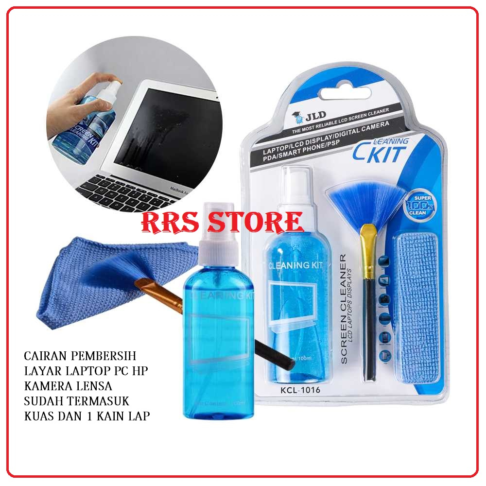 JLD Cleaning Kit Pembersih Layar LCD Laptop Lensa Kamera - KCL-1016 Bersihkan layar monitor yang kotor atau lensa kamera buram karena debu  Set Pembersih Set peralatan pembersih ini terdiri dari cairan pembersih, kuas, dan juga lap mikrofiber