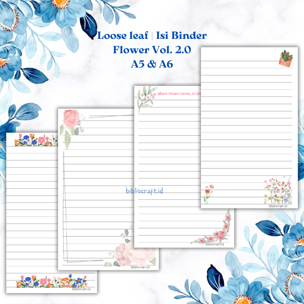 

[LL Flower 2.0] Loose leaf | Isi Kertas File binder B5 A5 A6 Tebal | 20 holes | 20 Lubang | 6 Holes | 6 Lubang | Refill Map Binder Cactus | Line Grid Dotted Blank Garis Kotak Titik Polos