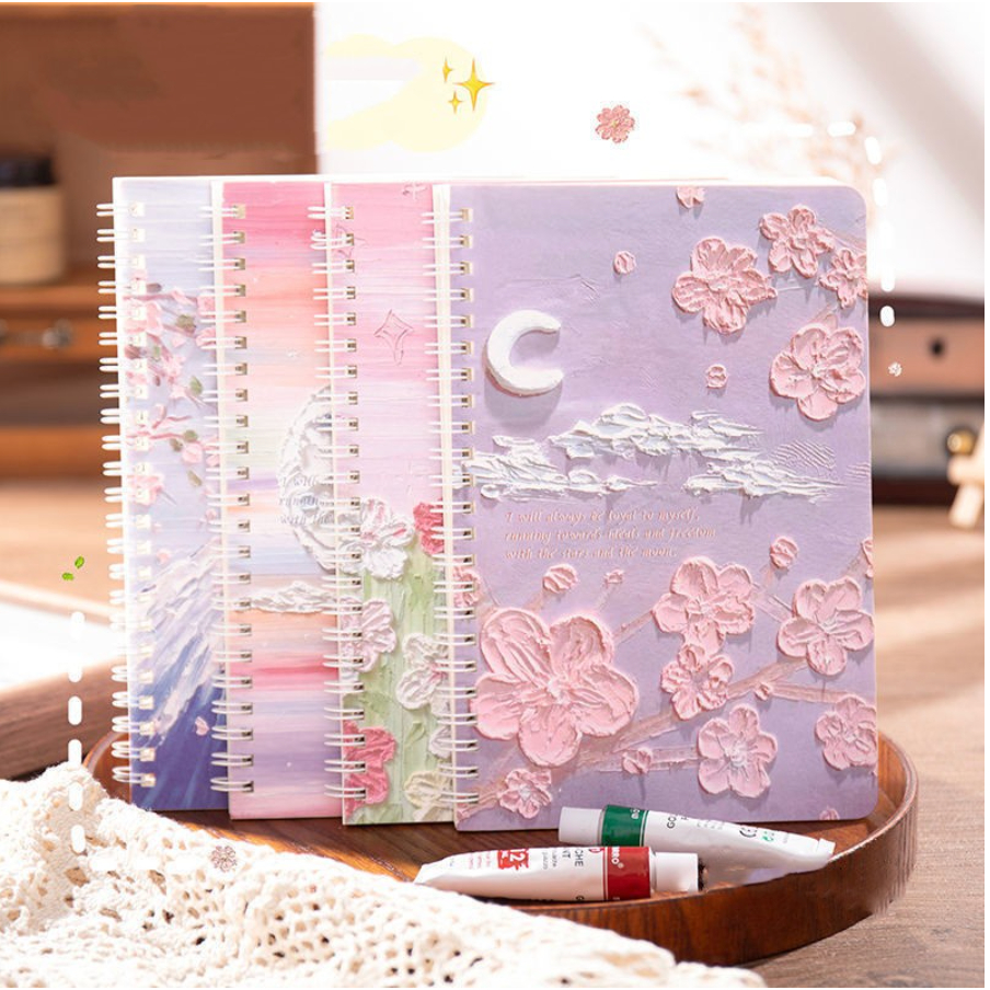 【GOGOMART】Buku Tulis Catatan Notebook Ring A5 / Notebook Journal / Buku Tulis A5 Spiral Notebook Aesthetic / Spiral Buku Agenda - Pemandangan 3D