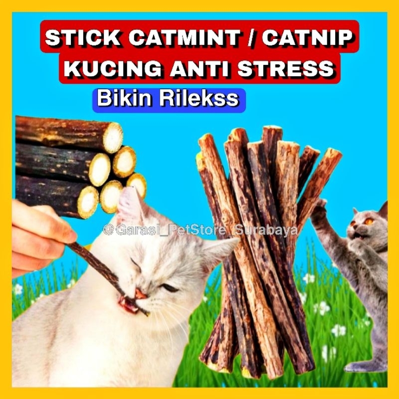 GPSS- Stick Snack Kucing Natural Catnip Berbau Aromatic Catmint Anti Stress Mainan Kucing Anti Stress Natural Catnip Alami Cat Toys Catnip Stick Kucing Stick Catnip Kucing