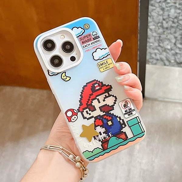 NEW PREMIUM CASE !! SUPER MARIO PIXEL GLASS LOOK IP 14 PROMAX 14 PRO 14 13 PROMAX 13 PRO 13 12 PROMAX 12 PRO 12 11 SOFTCASE