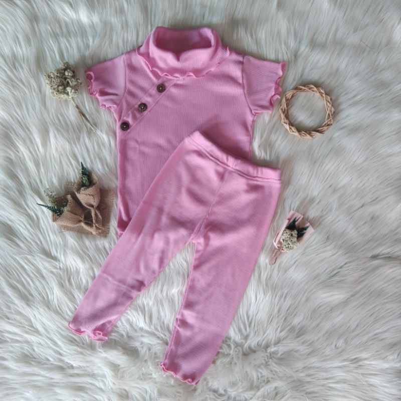 Baju Setelan Anak Perempuan Mikayla Ruffle Knit Tee Rib 1-5 Tahun