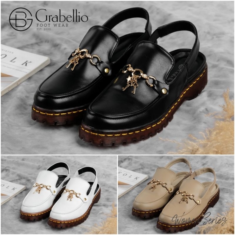 Docmart Sepatu Sandal Wanita Gaya Korea| Sandal Wanita| Docmart Wanita| Sandal Docmart| Jenny Mules by GRABELLIO ORIGINAL| Gaya Korea