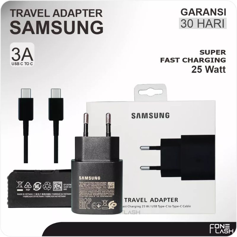 

Original Samsung Charger 25W untuk hp Galaxy Note Connector interface : Type-C to Type-C (sesuai foto produk)- input : 100-240V, 50-60Hz, 0.7A - Output : 5V=3A / 9V=2.77A (PPS) /3.3-5.9V=3A / 3.3-11V=2.25A