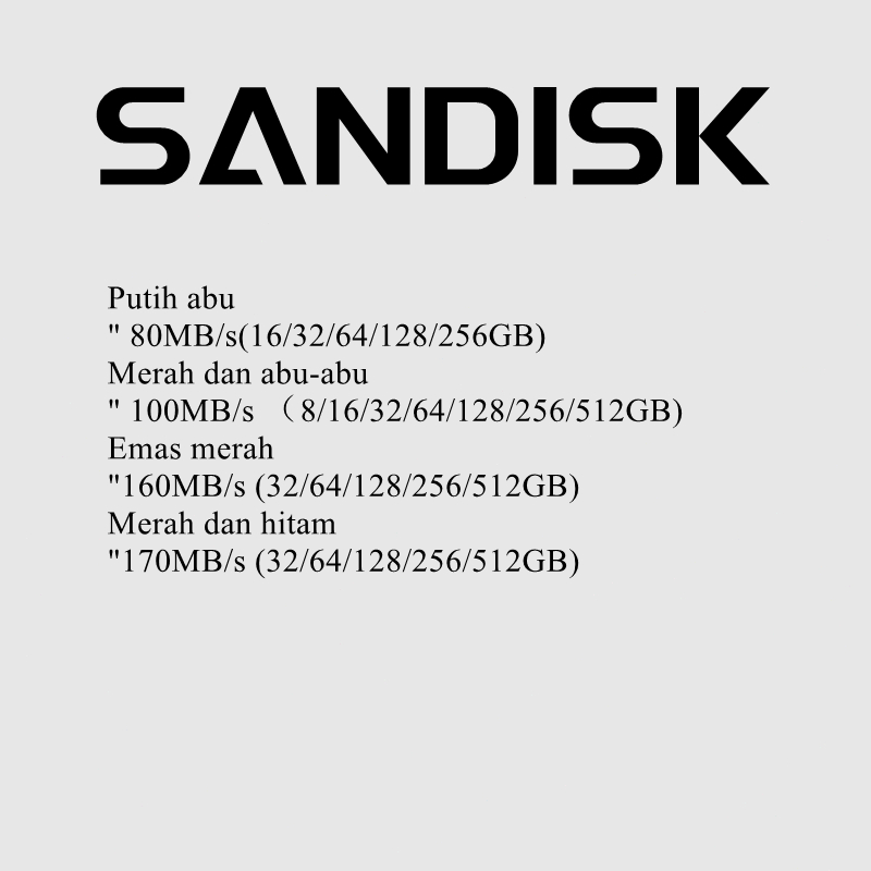 Memory card 16GB/32GB/64GB/128GB/256GB/512GB Transfer Up to 80Mbps/100Mbps/160Mbps/170Mbps hp Kartu Memori SD Memori Card (COD)