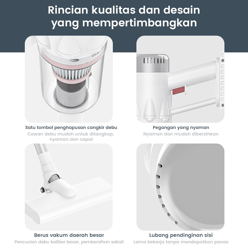 Kaisa Villa Vacum Cleaner 3 in 1 Penghapusan tungau Pengisian tanpa kabel Penyedot Debu 7001 - Putih