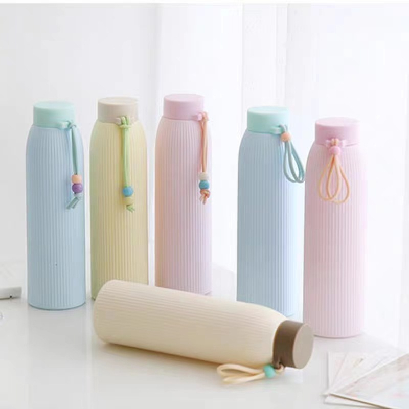 【GOGOMART】Botol Minum Kaca / Termos Kaca Tumbler / Botol Minum Juice Kopi Teh Pastel Macaron 300ml- Warna Macaron - BK008