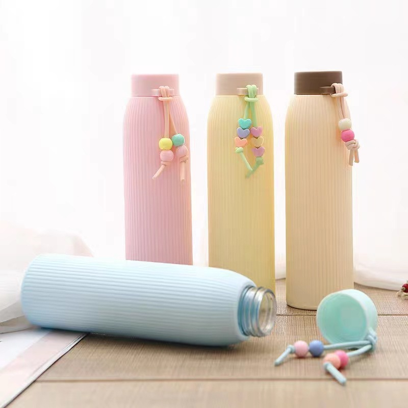 【GOGOMART】Botol Minum Kaca / Termos Kaca Tumbler / Botol Minum Juice Kopi Teh Pastel Macaron 300ml- Warna Macaron - BK008