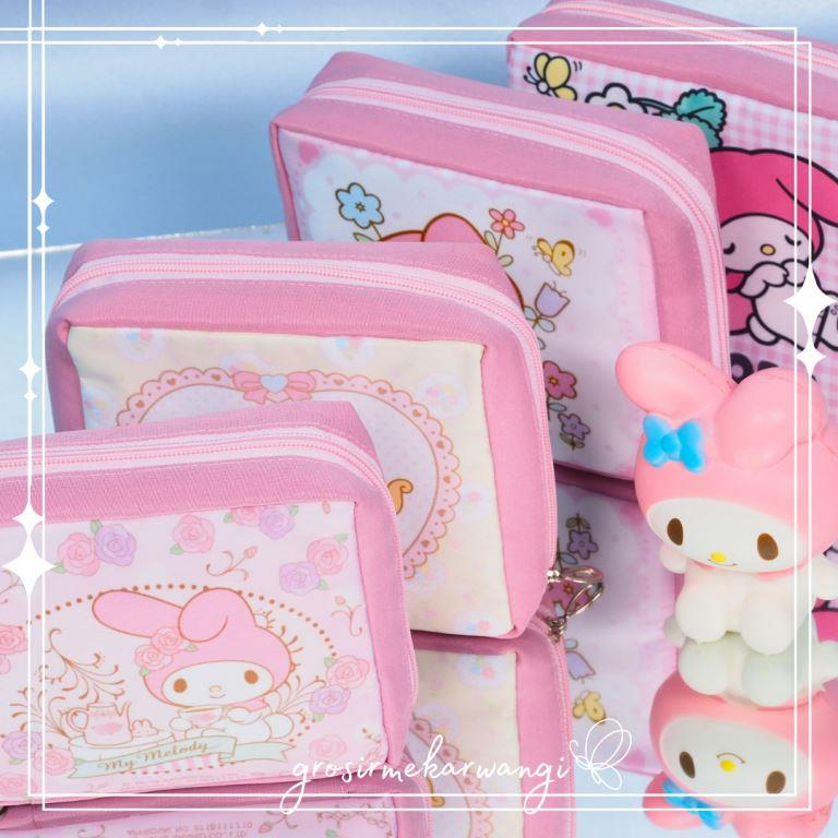 Dompet Kosmetik Kotak Sanrio Series Tempat Pembalut Make Up Serbaguna Tahan Air Pouch Makeup Aesthetic Estetik Lucu Wanita Bukan Import