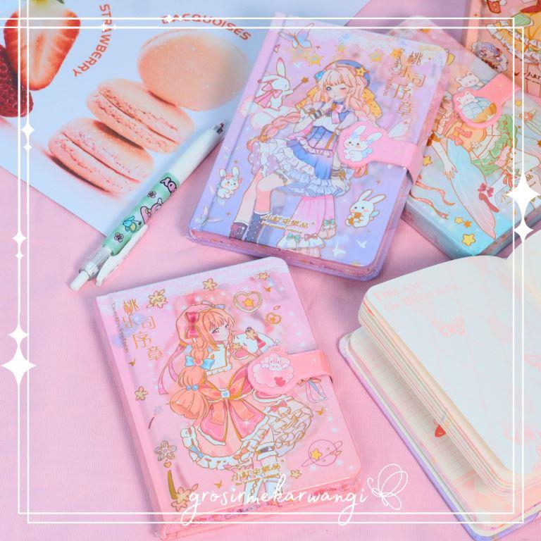 Buku Diary Anime Girl Karakter Motif Notebook Magnetic Kawaii Catatan Journal Planner Lucu Hardcover