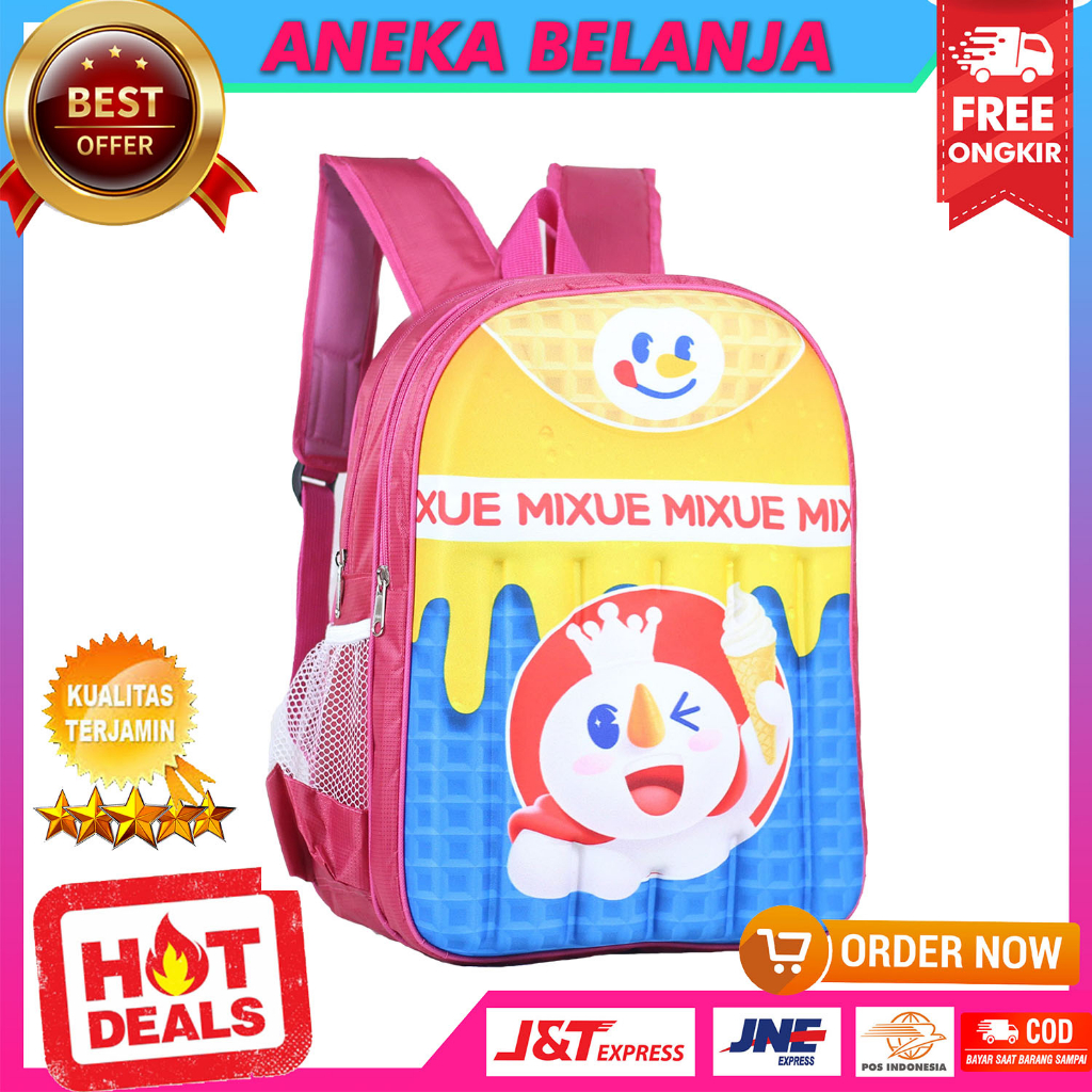 Tas Sekolah Anak Perempuan Import Karakter Mixue Kekinian Backpack Anak Cewek TK SD SMP Terbaru Bahan Kuat Awet Ransel Anak Trendy Ngaji LES TPQ Murah Premium Berkualitas Tas Gendong Anak Hangout Outdoor Terlaris Tas Punggung Anak Multifungsi