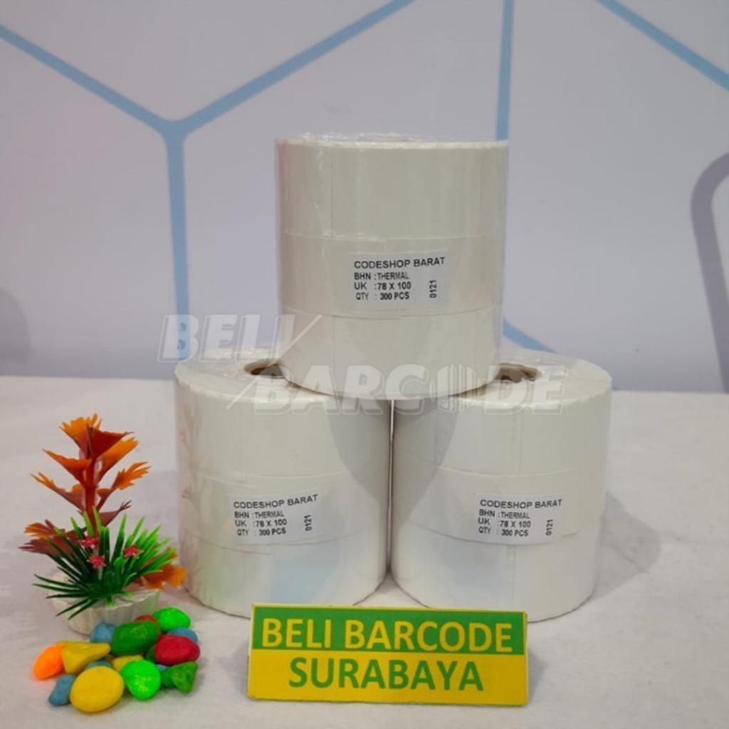 LABEL STIKER BARCODE THERMAL uk. 78X100 - 78 X 100 - 78mm X 100mm