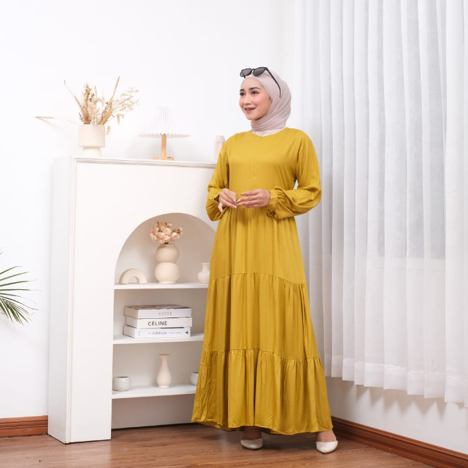 KALEAOUTFIT - RENATA DRESS UMPAK SUSUN ORIGINAL - GAMIS JUMBO MURAH BAHAN RAYON TWILL PREMIUM - BAJU REMAJA KEKINIAN - FASHION MUSLIM WANITA LIMITED EDITION - BISA COD