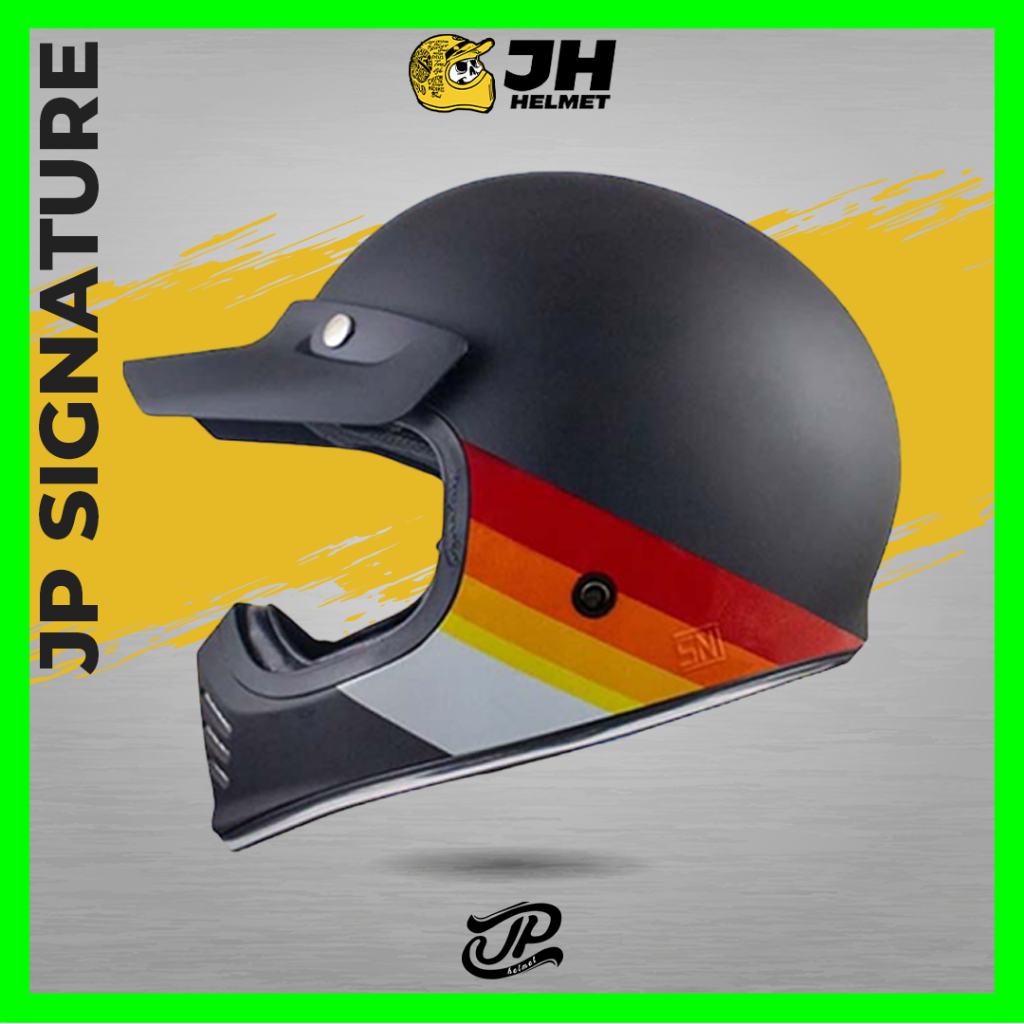 Helm Cakil JP Retro Signature SGN 02 Hitam Black Doff  ( JPX / Fullface / Vespa / Klasik / Classic )