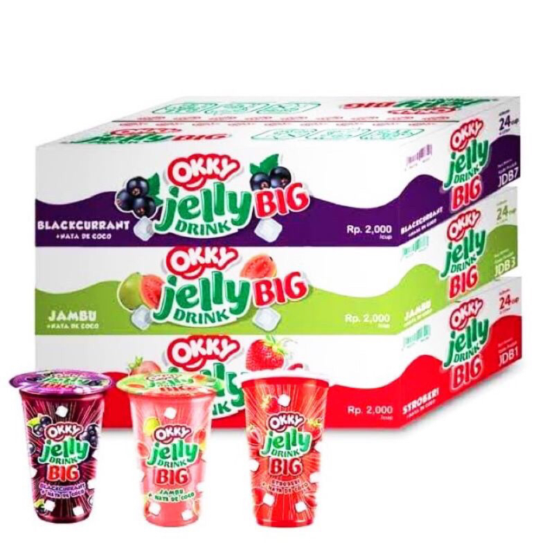 

(KHUSUS GOJEK GRAB) Okky Jelly Drink Big Jumbo 1 Dus Karton isi 24 Gelas Cup @220ml