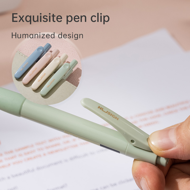 Nusign Retracable Gel Pen / Pulpen Gel Cetak 0.5 mm Tinta Hitam Biru Body Pastel ENS576