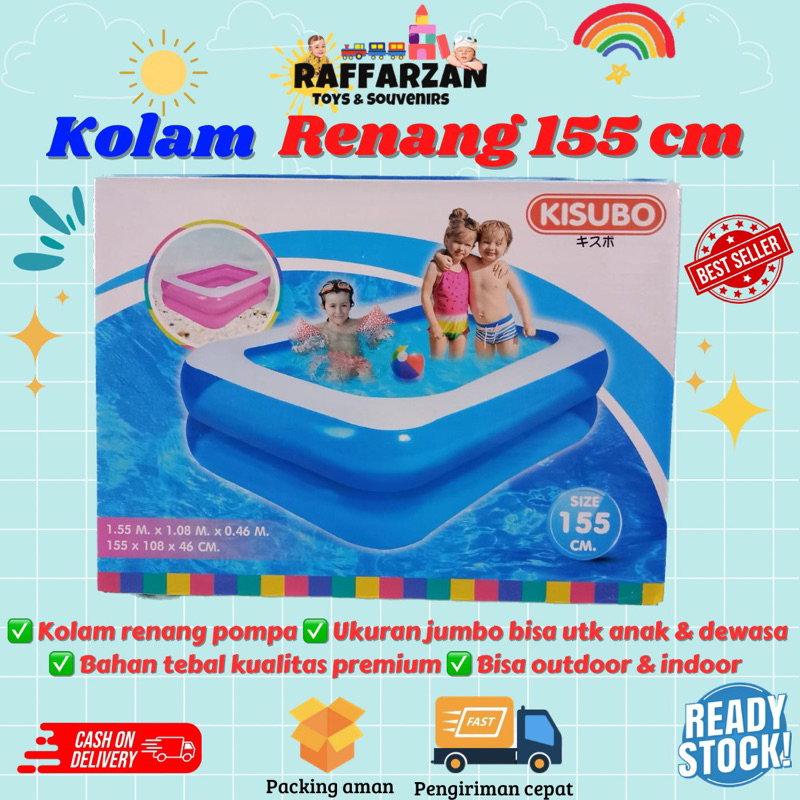 Kolam Renang Anak Ukuran Besar 155x108x46 CM Jumbo Kolam Renang Kisubo Kolam Renang Karet Pompa