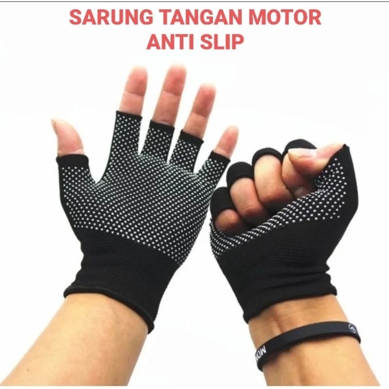 Sarung Tangan Motor Jari Terbuka Bintik Anti Slip Terbaru - Sarung Tangan Motor Touring Anti Slip