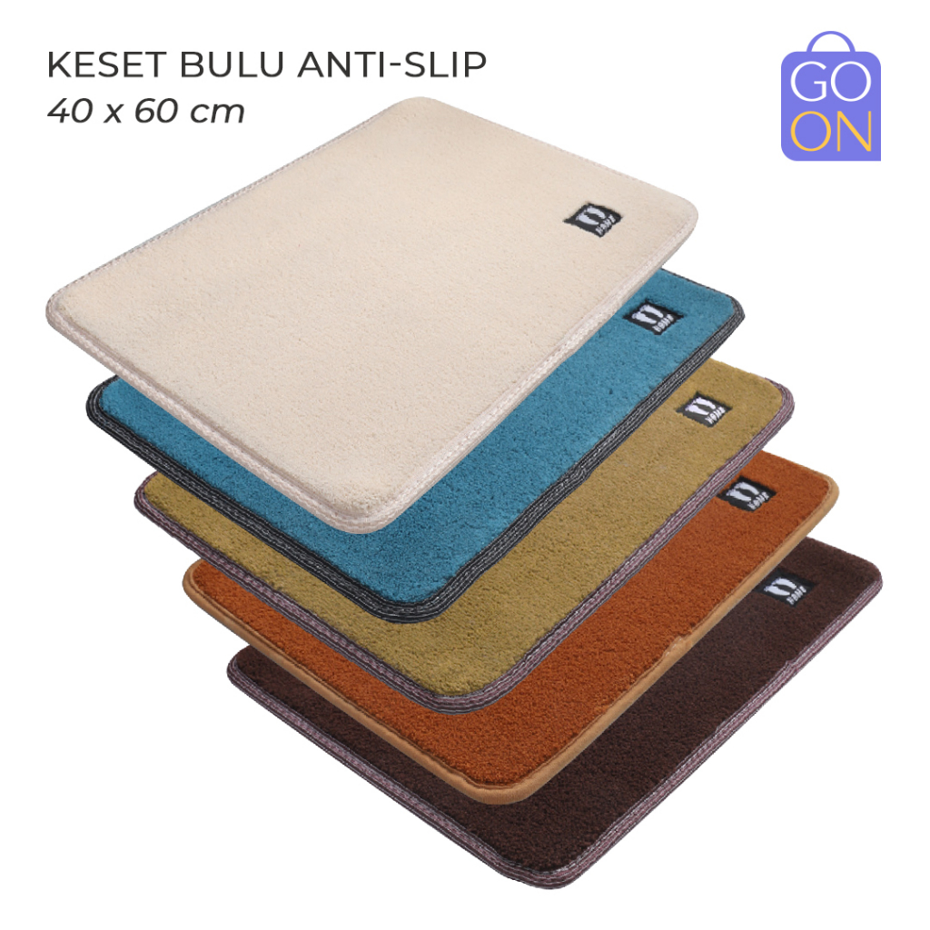 GO ON Keset Kaki Bulu Tebal ANTI-SLIP | 40cm x 60cm | Dapat dicuci mesin