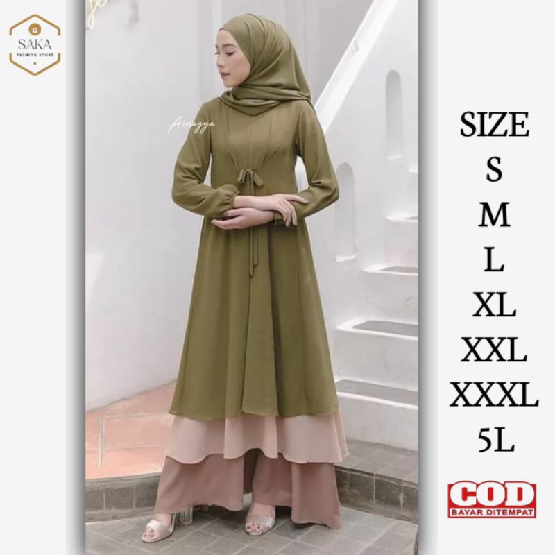QEENARA BAJU MUSLIM DRESS GAMIS PAKAIAN TERBARU 2024 LEBARAN WANITA CEWEK REMAJA MUSLIM POLOS SIMPEL