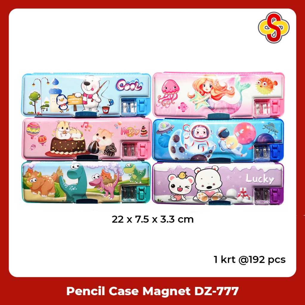 Pencil Case / Kotak Pensil / Tepak Pensil Double Magnet 2 Sisi Fancy Lucu DZ-777