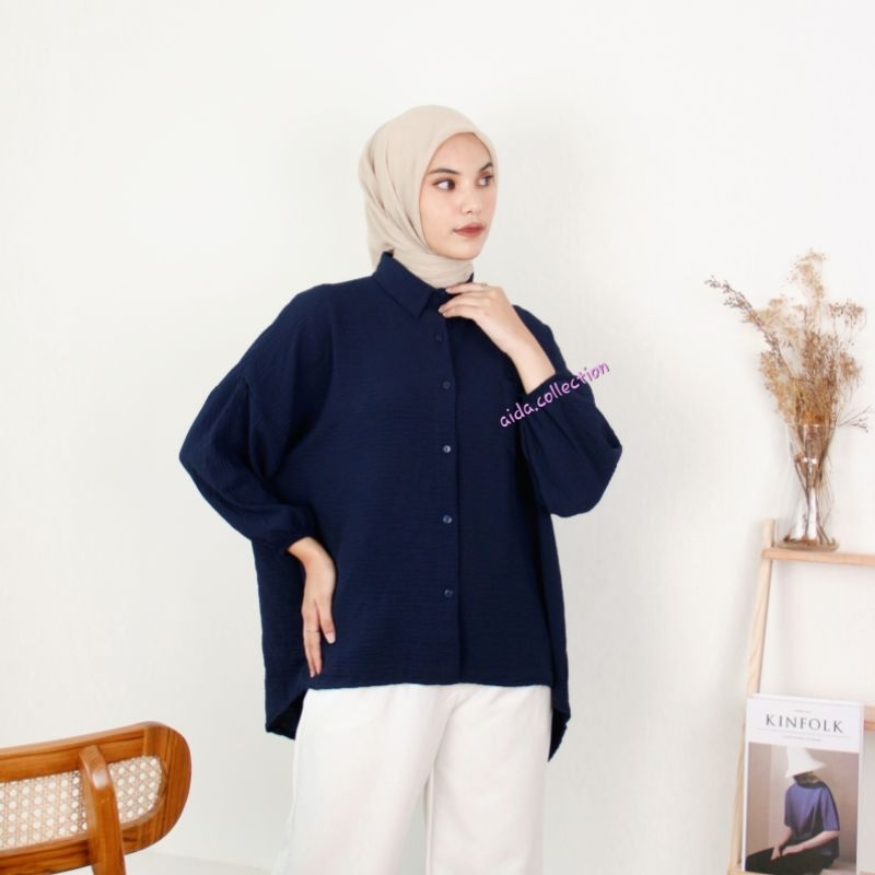 Diva Blouse Kemeja Oversize Atasan Wanita Blouse Jumbo Busui&amp;Friendly Kemeja Cringkle Cod