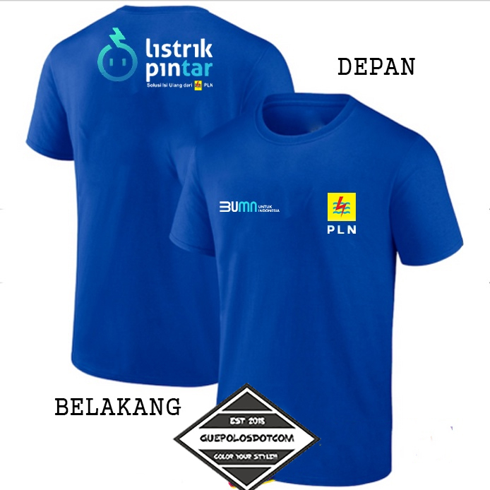 type 14 KAOS BAJU LISTRIK PINTAR belakang dan Depan LOGO PLN - BAJU PLN LISTRIK PINTAR - KAOS PLN