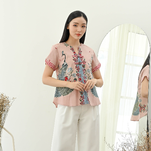 Atasan Batik 208 BBB/ Blouse Batik Wanita Modern /Baju imlek