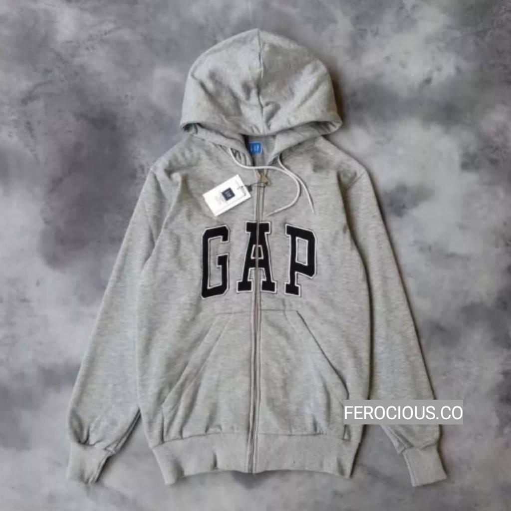 Jaket Sweater Hoodie Zipper GAP Logo Bordir Fulltag &amp; Label - Jaket Zipper Gap Pria Wanita Premium