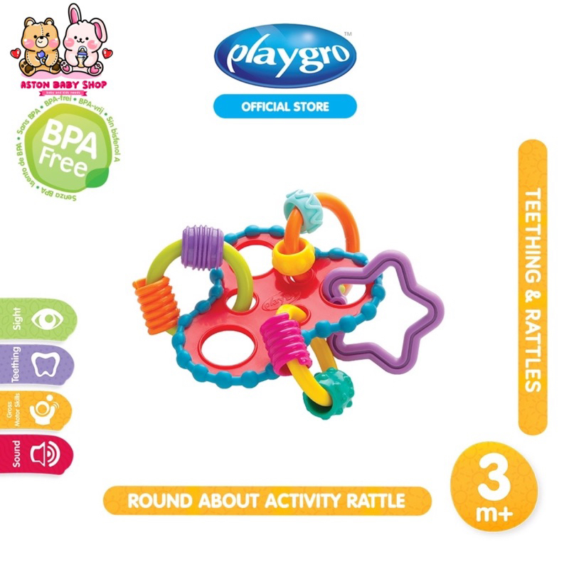 Playgro Round About Activity Rattle Mainan Gigit Bayi Mainan Sensorik