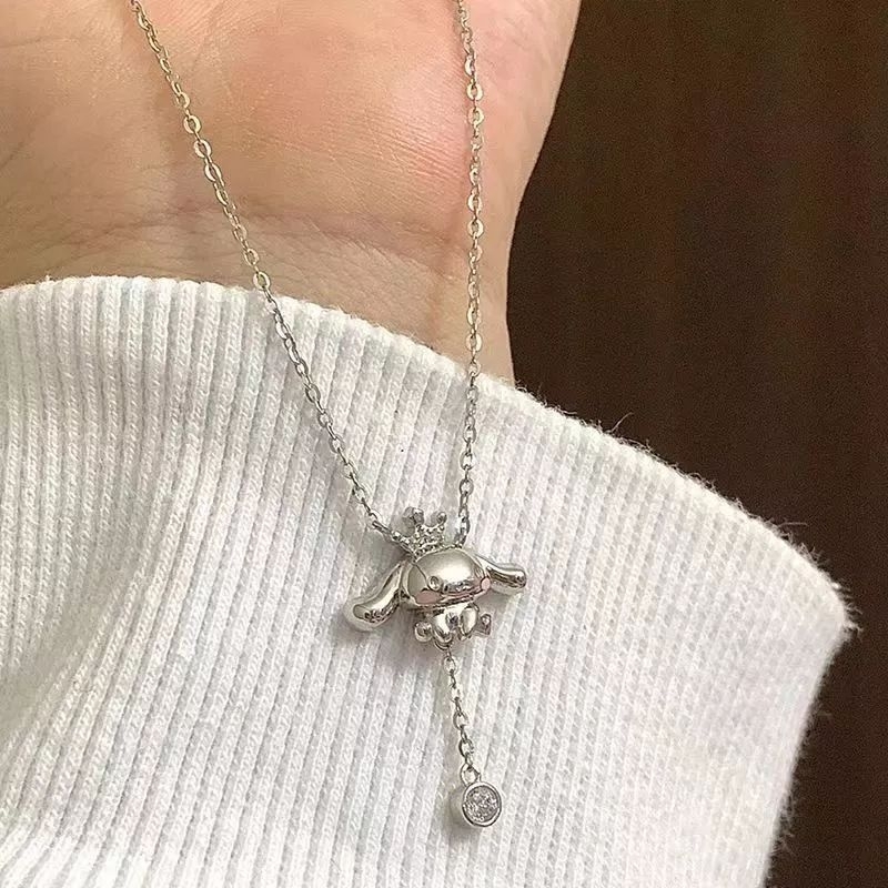 FerenHongXia Fashion Wanita Perhiasan alloy Karakter Cinnamoroll Dog Rumbai Kalung